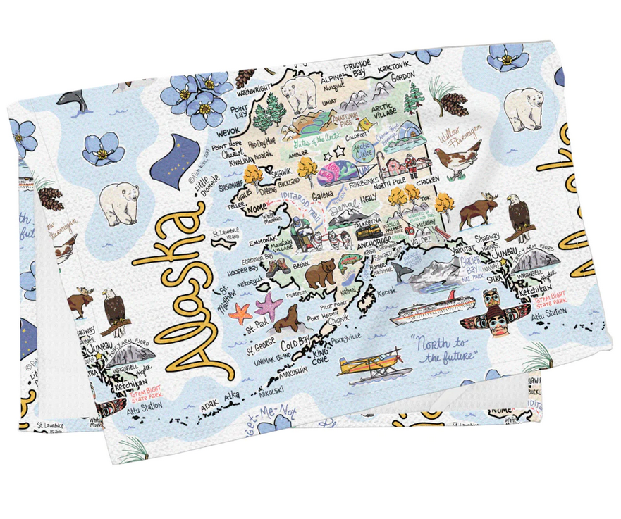 Alaska Map Microfiber Towel