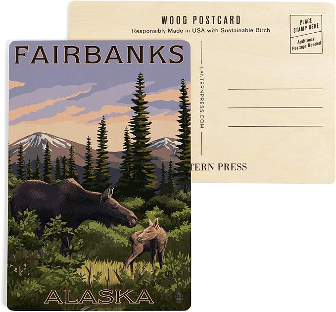 Fairbanks Alaska Wooden Postcard