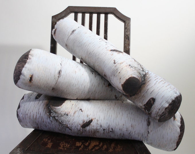 Birch Log Fabric Pillow