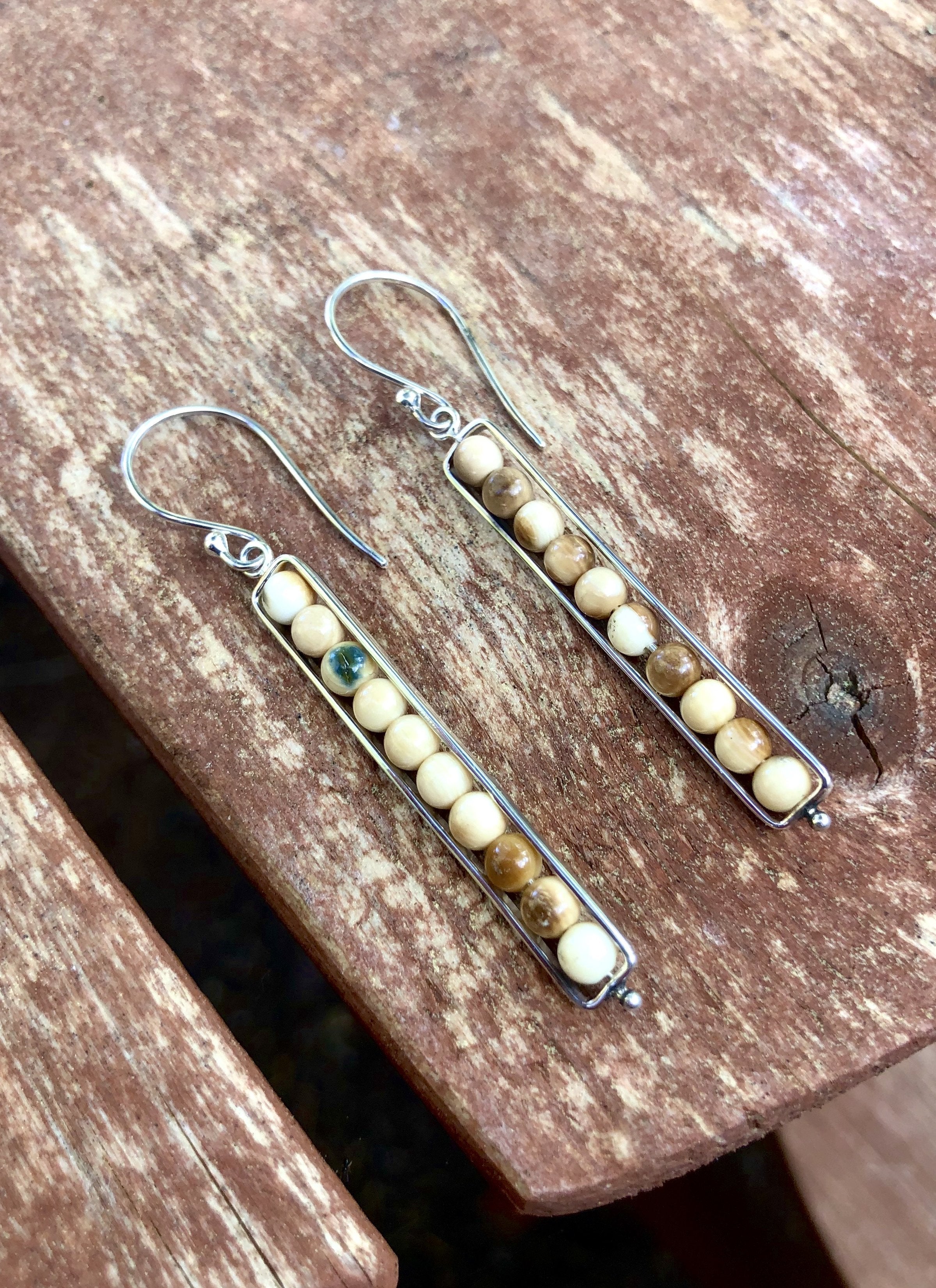 Linear Mammoth Ivory Earrings