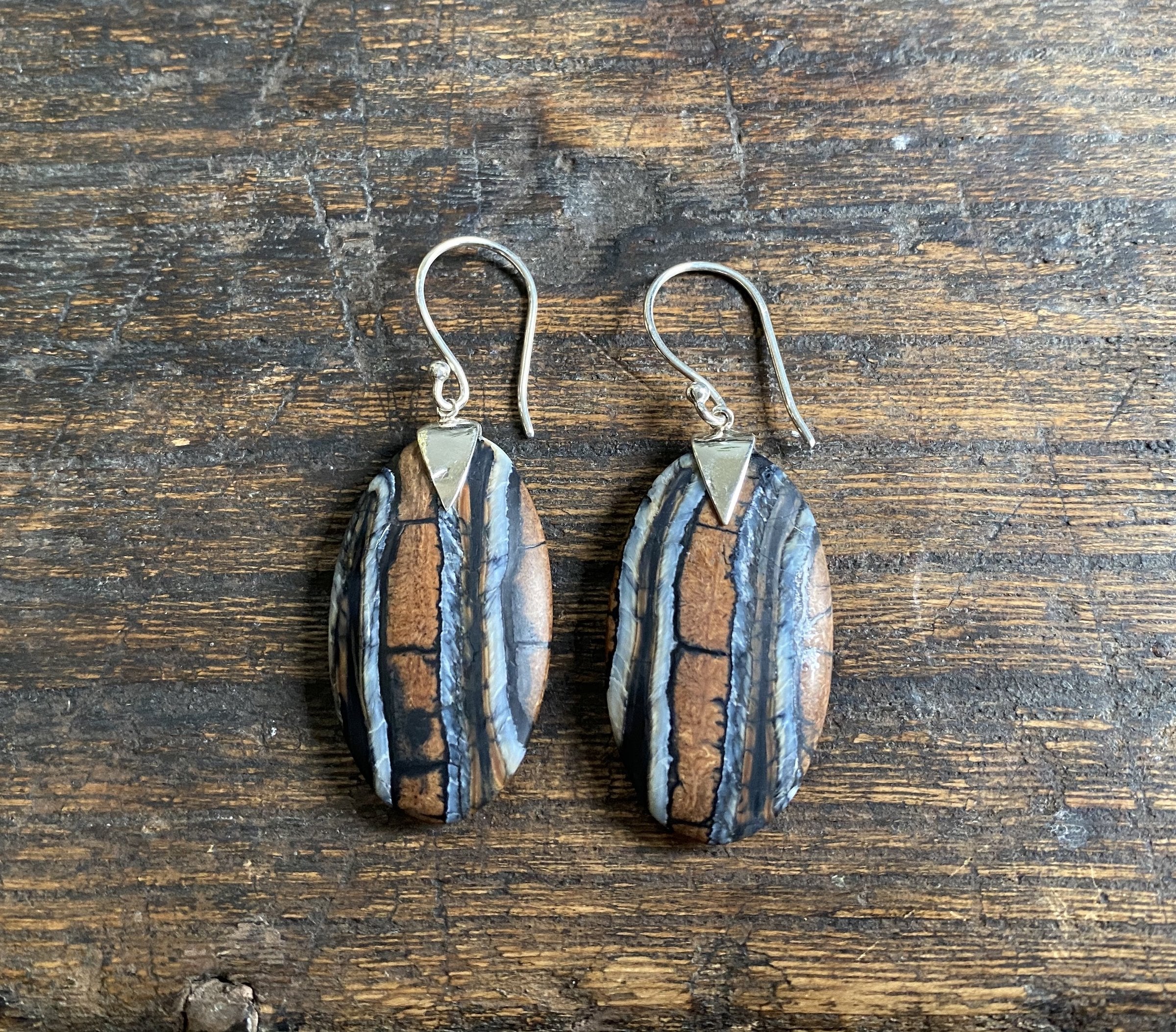 Mammoth Tooth Oval Spike Earrings