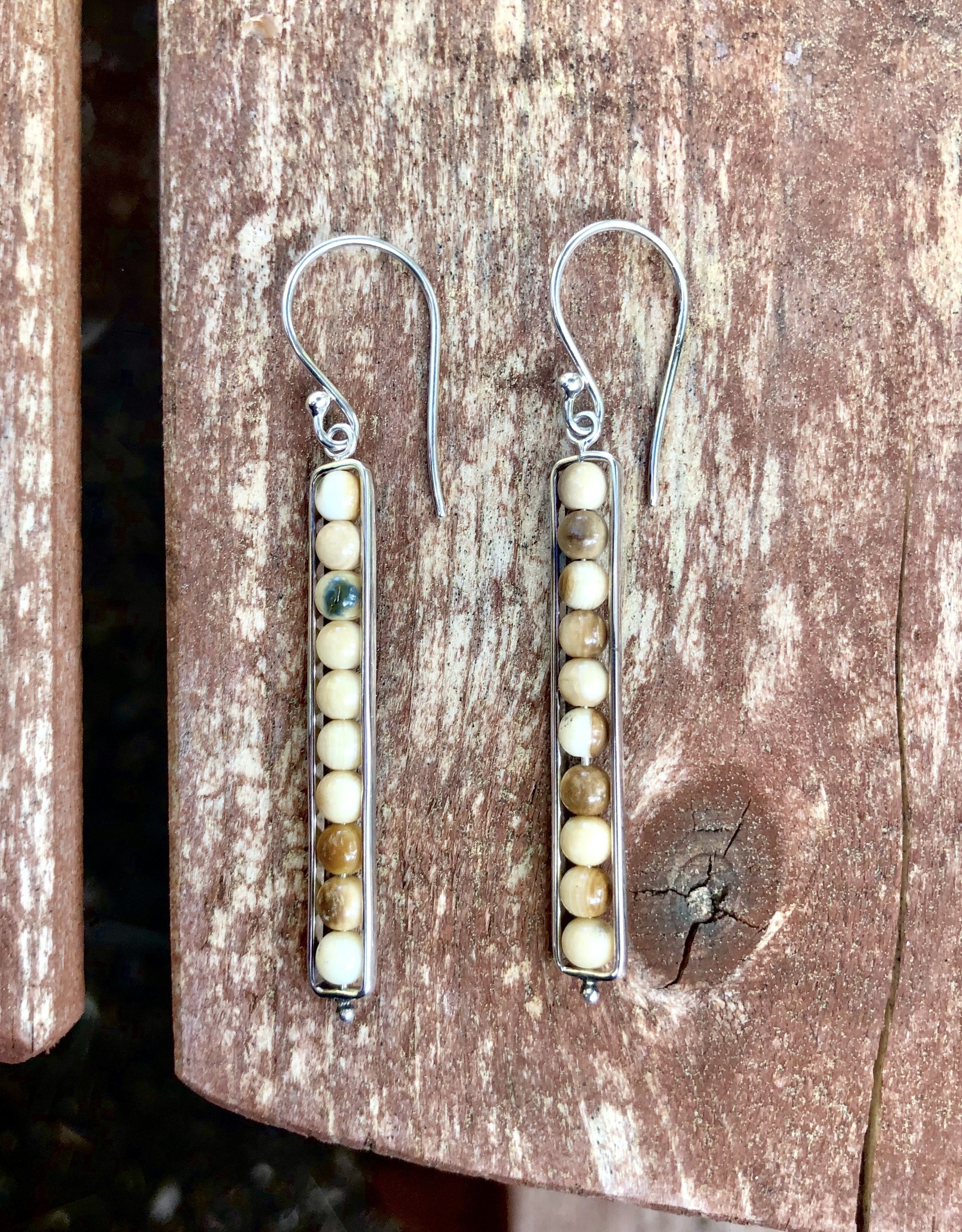 Linear Mammoth Ivory Earrings