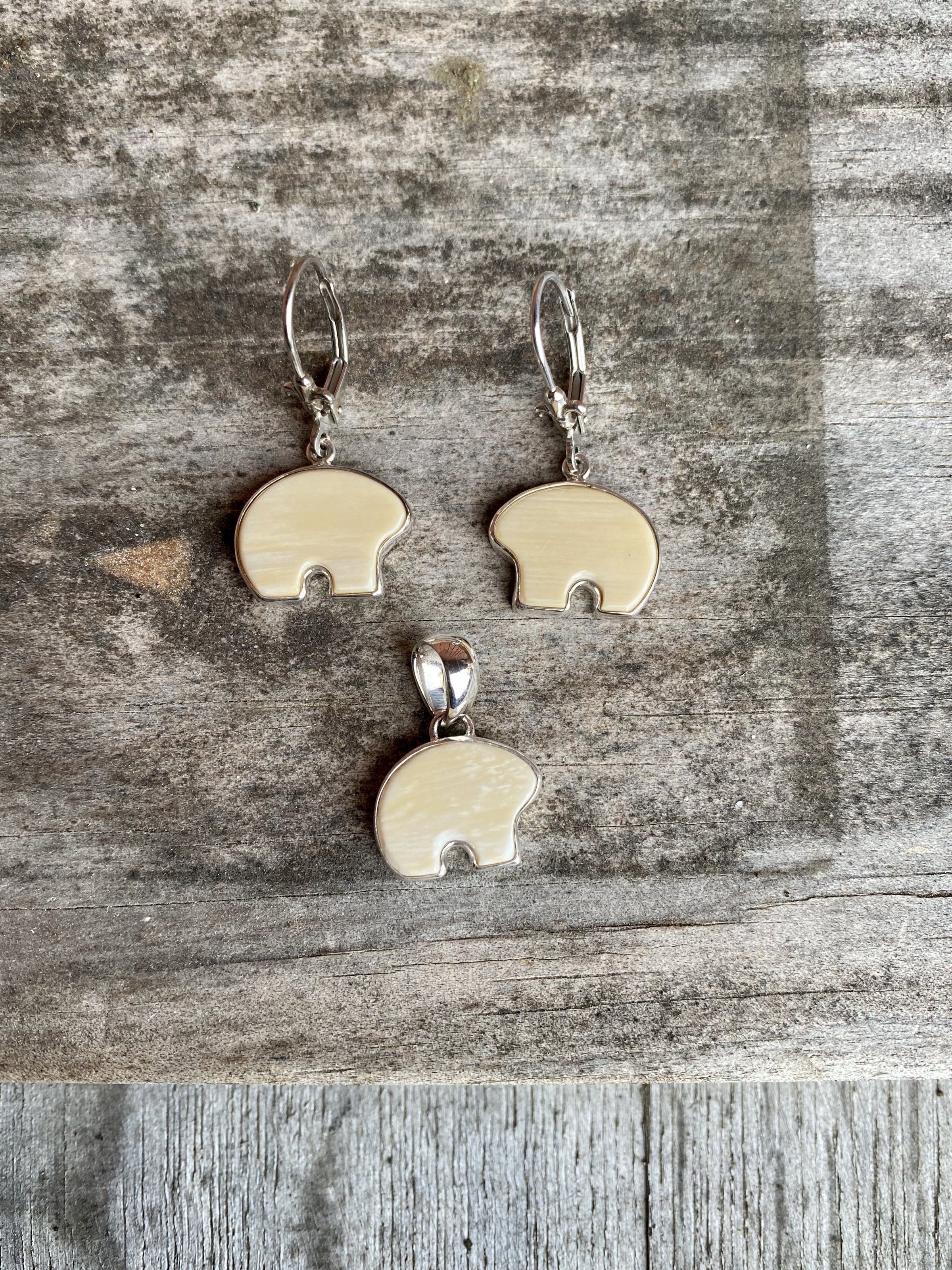 Mammoth Ivory Nanook (Bear) Lever Back Earrings