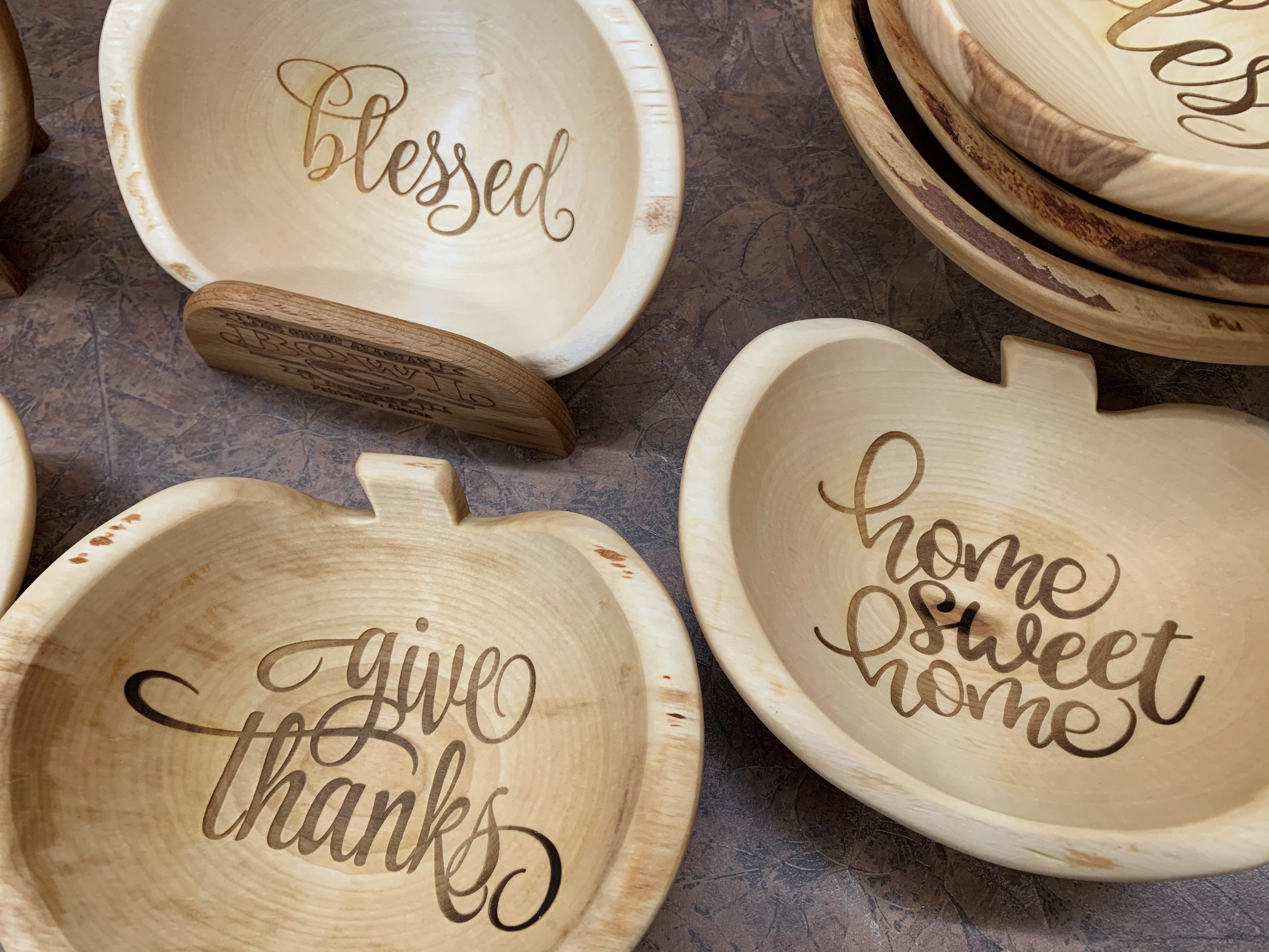 Engraved Pumpkin Bowls