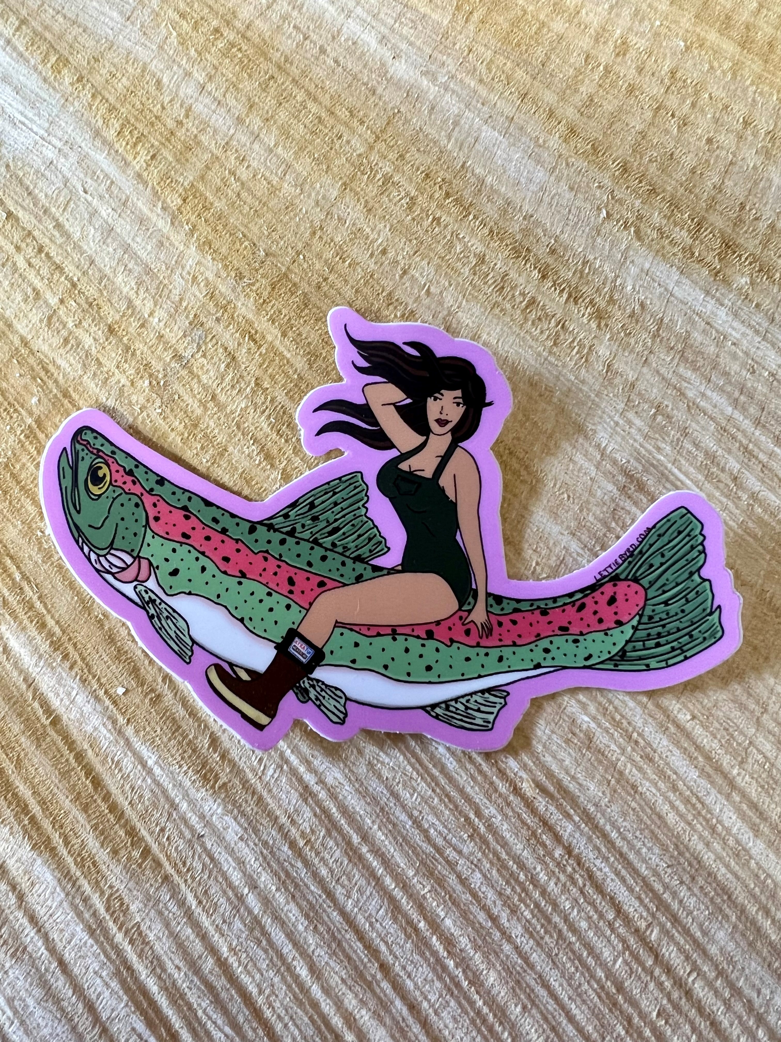 Catch of the Day Pinup AK Girl Sticker